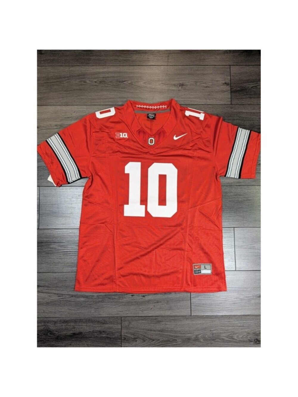 Julian Sayin #10 Red Buckeye Stripe 2026 OSU Ohio State Football Jersey Large